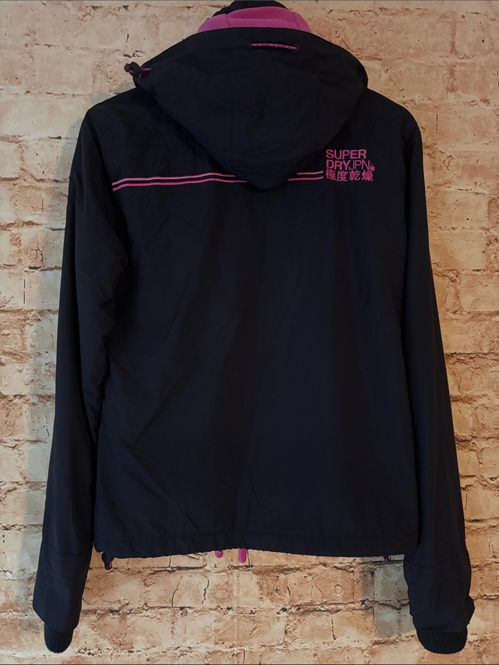 Superdry Women's Navy Jacket with Pink Accents
